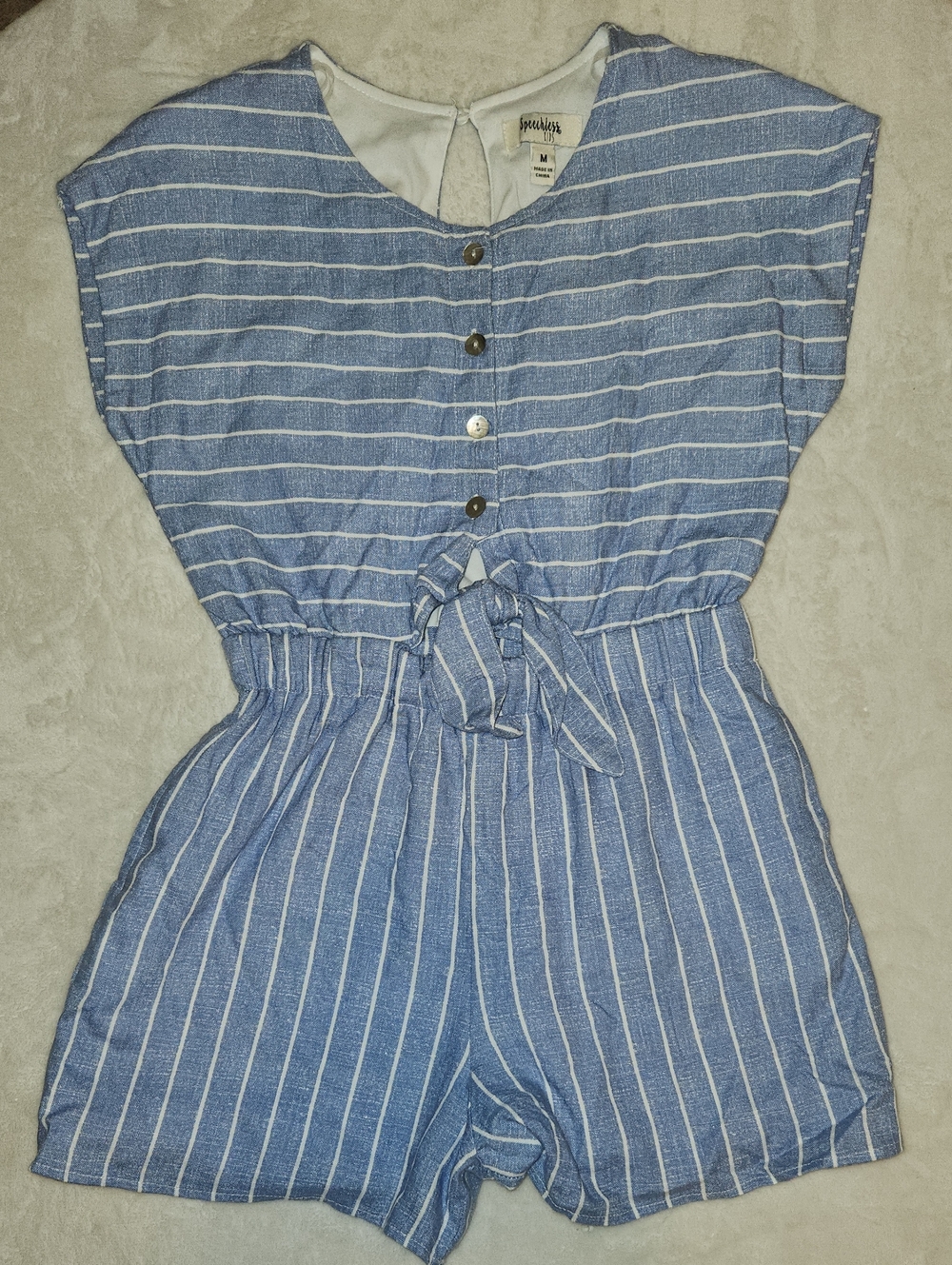 Speechless Blue and White Striped Girls' One-Piece Romper